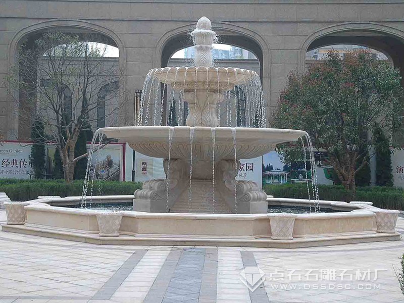 石雕喷泉 大型水钵喷泉